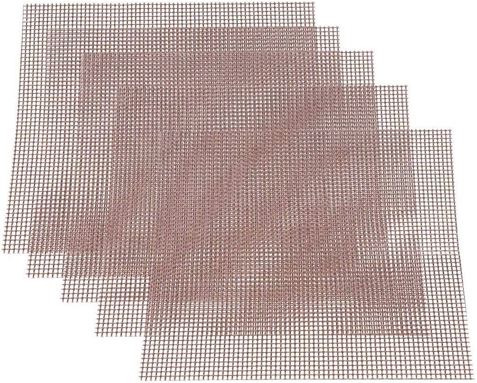 LANDGOO BBQ Grill Mat Non Stick Barbecue Net Pad Heat Resistance Grid Shape Baking Tool 5 Pack