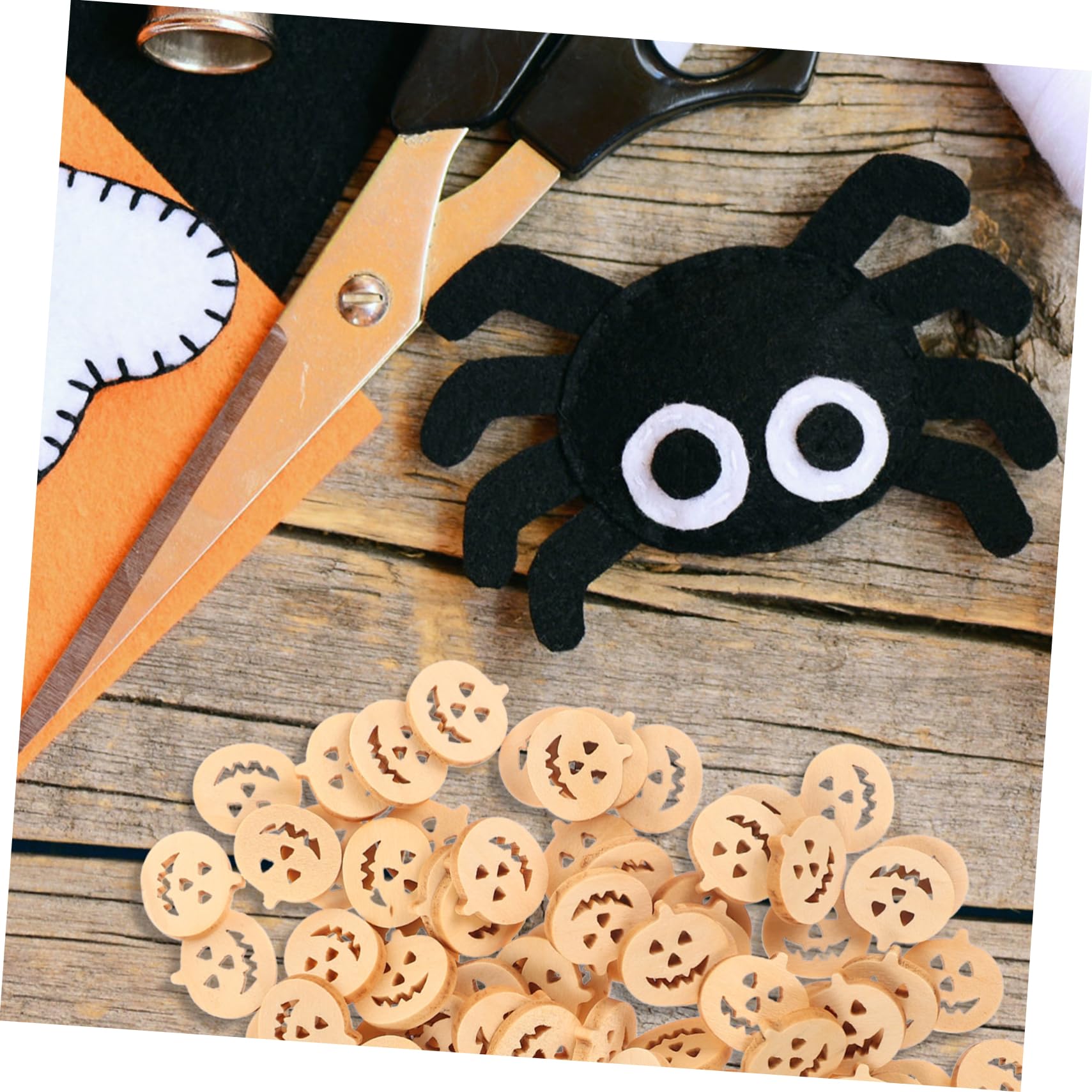 NUOBESTY 5 Set Di Bottoni Spaventosi A Forma Di Zucca Di Halloween Bottoni in Legno Set Di Per Abbigliamento A Forma Di Zucca Confezione Da 100 Pezzi*5