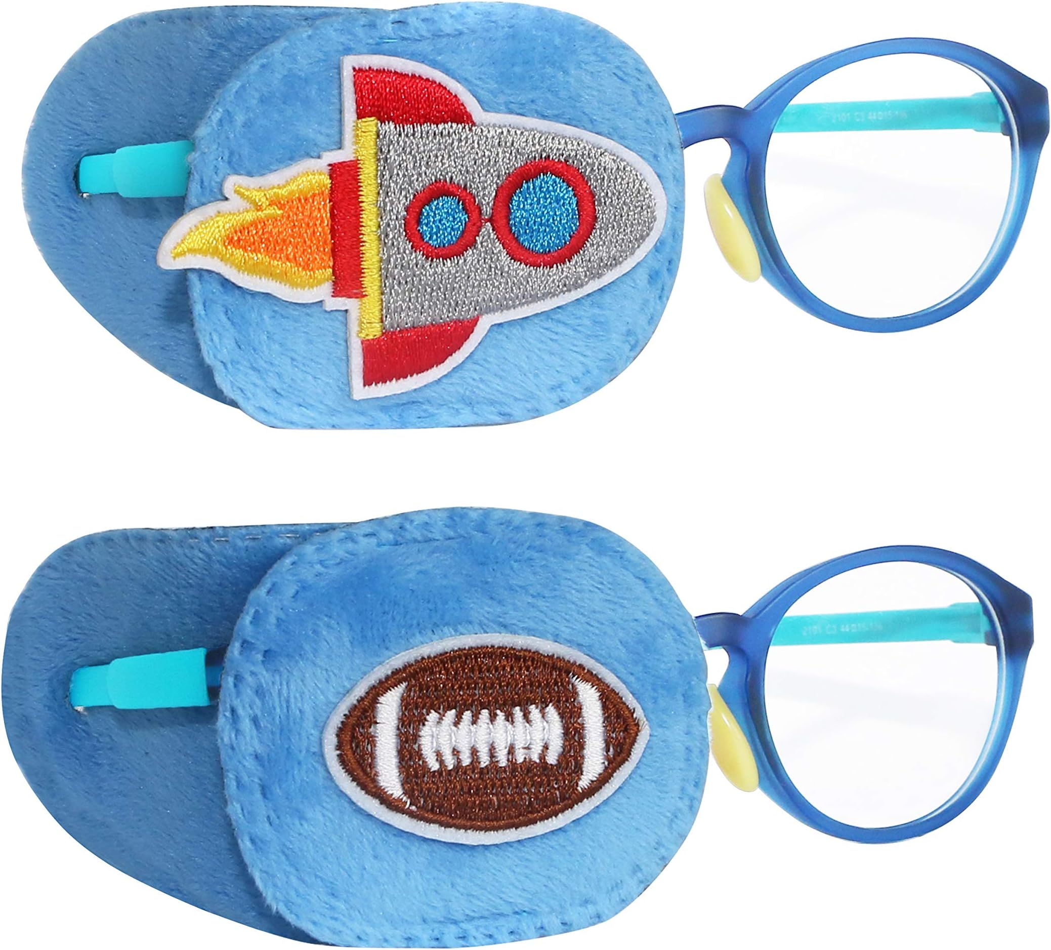 Astropic 2Pcs Eye Patches for Kids | Boys Eye Patch for Glasses | Medical Eye Patches for Children with Lazy Eye | Amblyopia Eye Patch for Toddlers to Cover Either Eye (Rocket & Football)