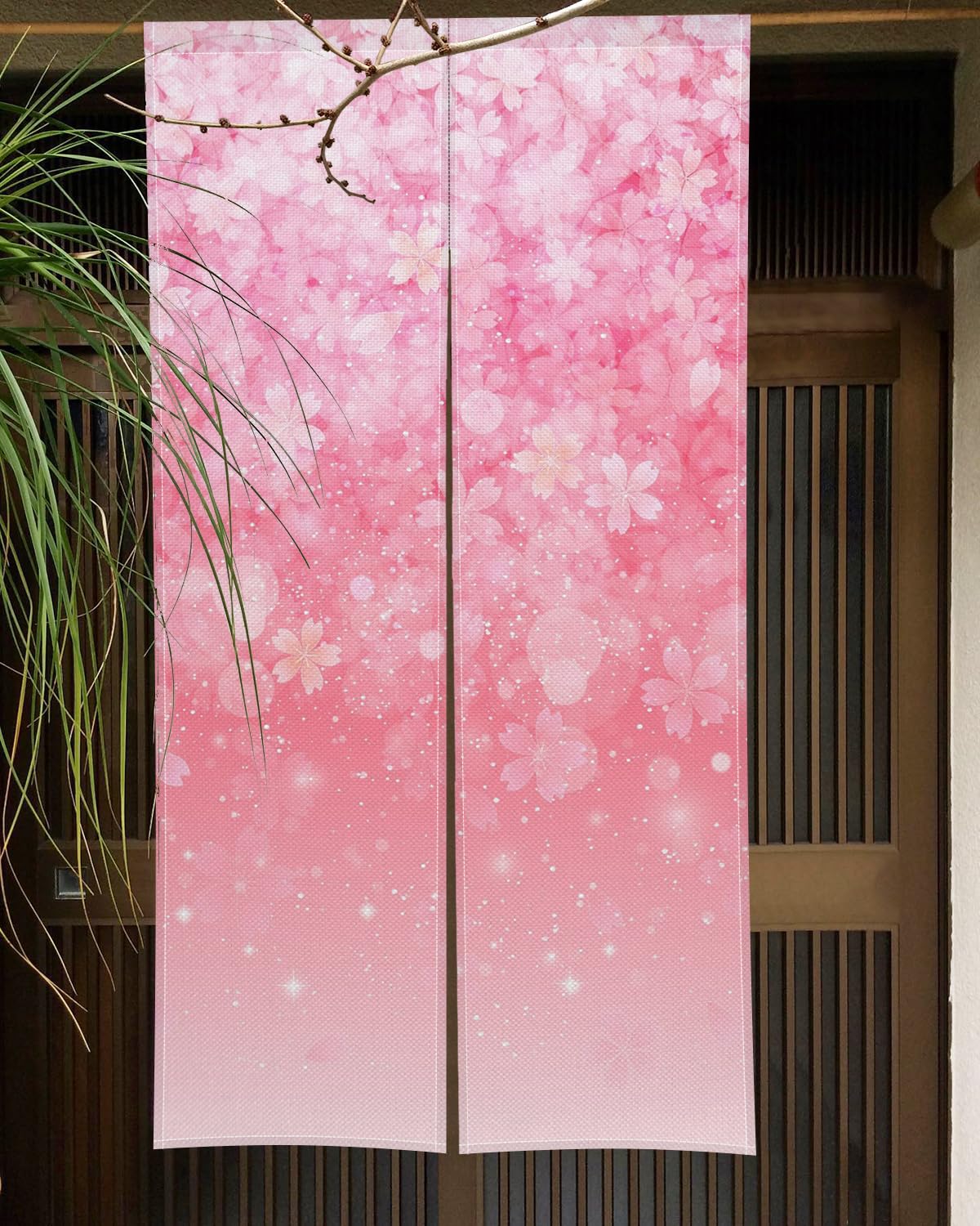 Amazon｜Qinunipoto のれん 花柄 桜の花 玉ボケ ピンク色 和風