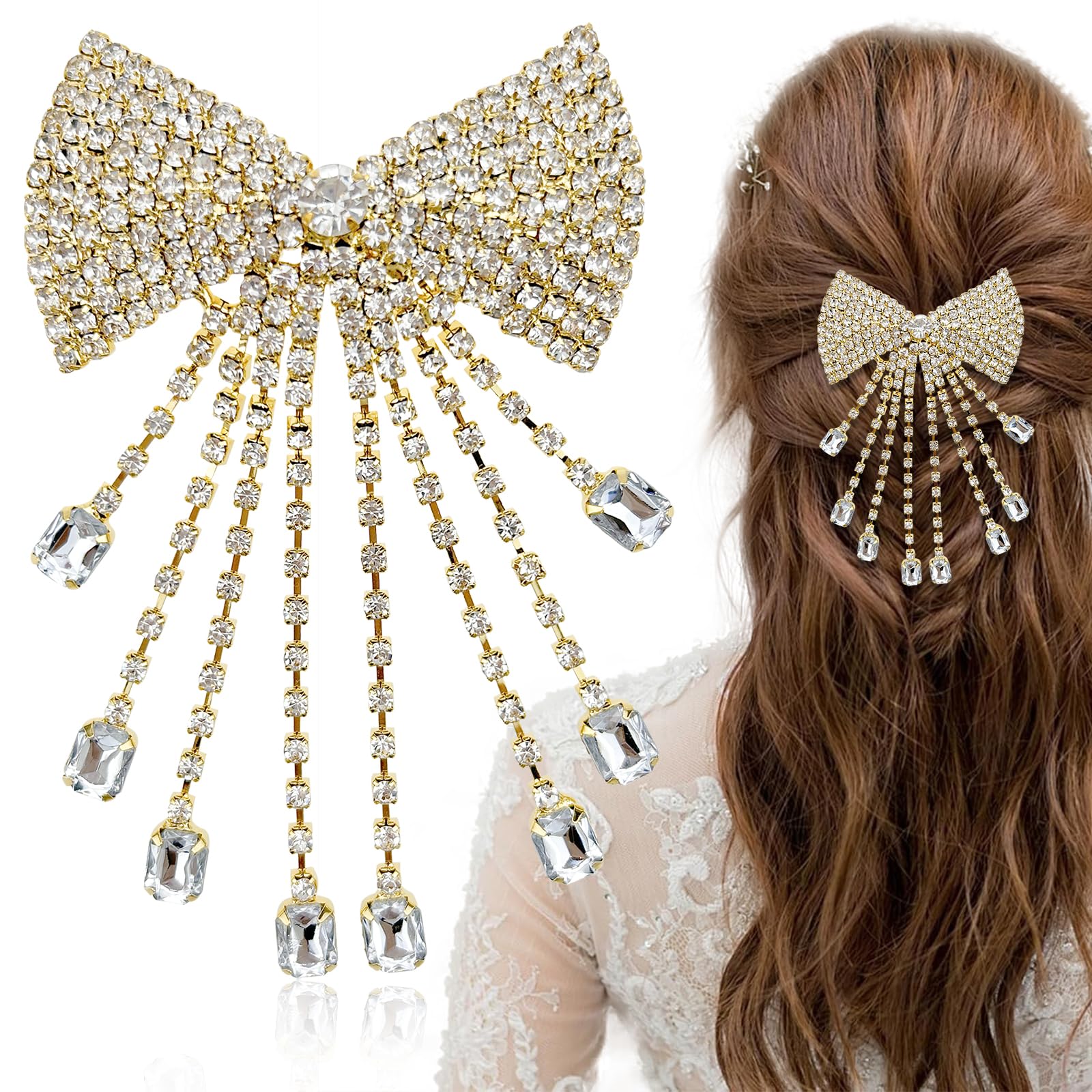 1PCS Diamante Hair Clips for Women,Rhinestone Crystal Metal Hairpin Accessories,Sparkly Silver Hair Clips