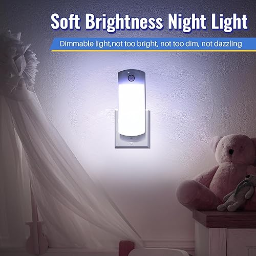 Miniatura 5 de Paquete de 3 luces LED de falla de energía, 4 en 1 linternas recargables enchufables con detección de movimiento, luces LED de emergencia para