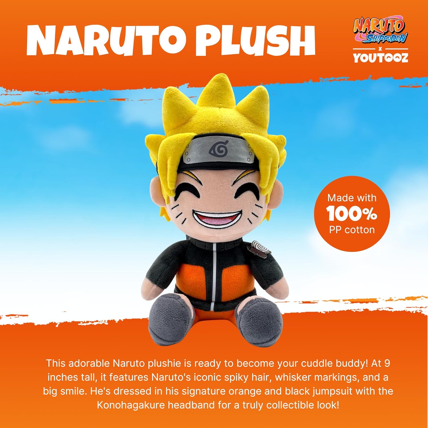 Youtooz Naruto Shippuden Uzumaki 9" Plush, Collectible Uzumaki Plushie from Naruto Shippuden Collection