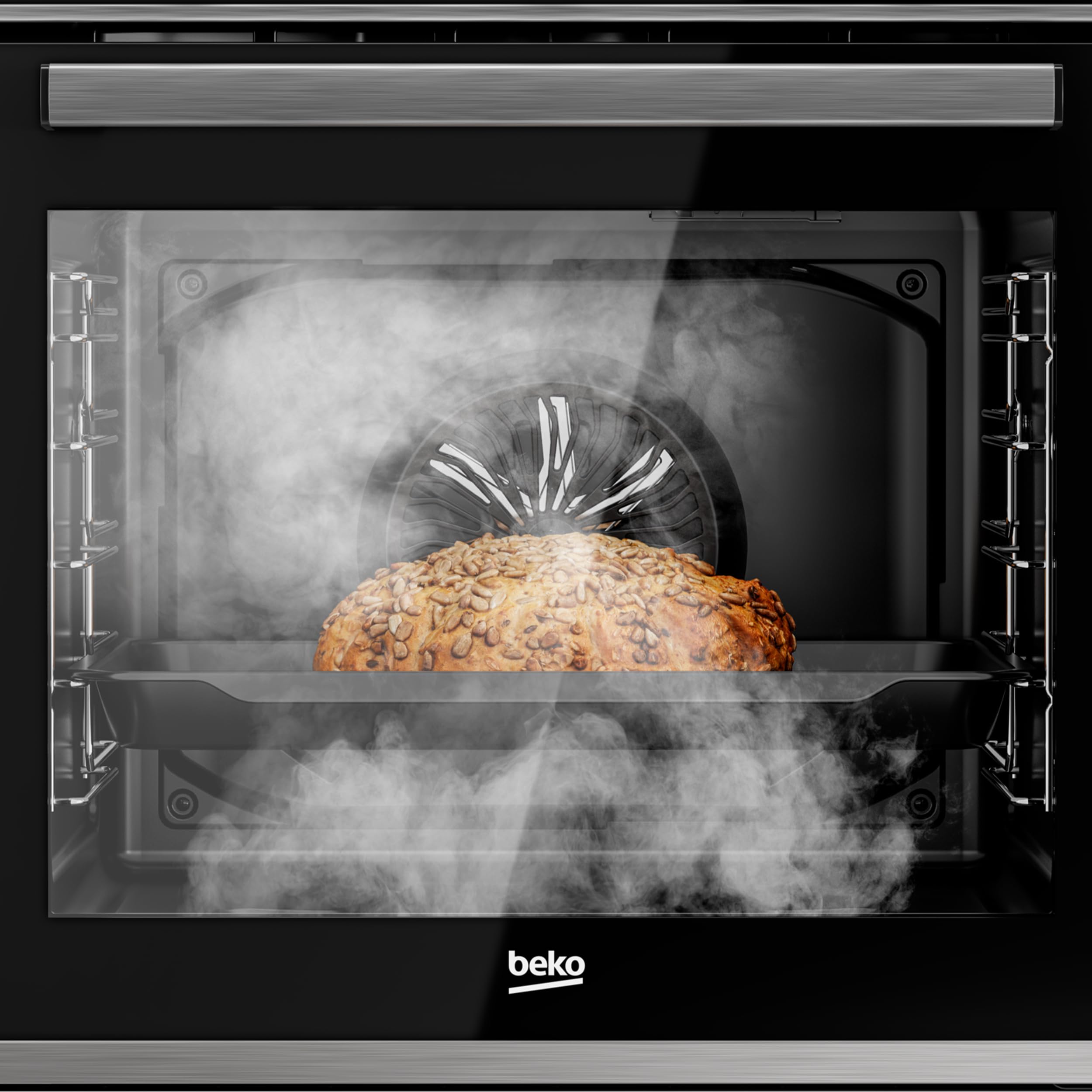 Beko BBIS12301XE b300 Einbaubackofen, 72 l Garraum, Multifunktionsofen, AeroPerfect Heißluft, SteamAdd Dampffunktion, Edelstahl