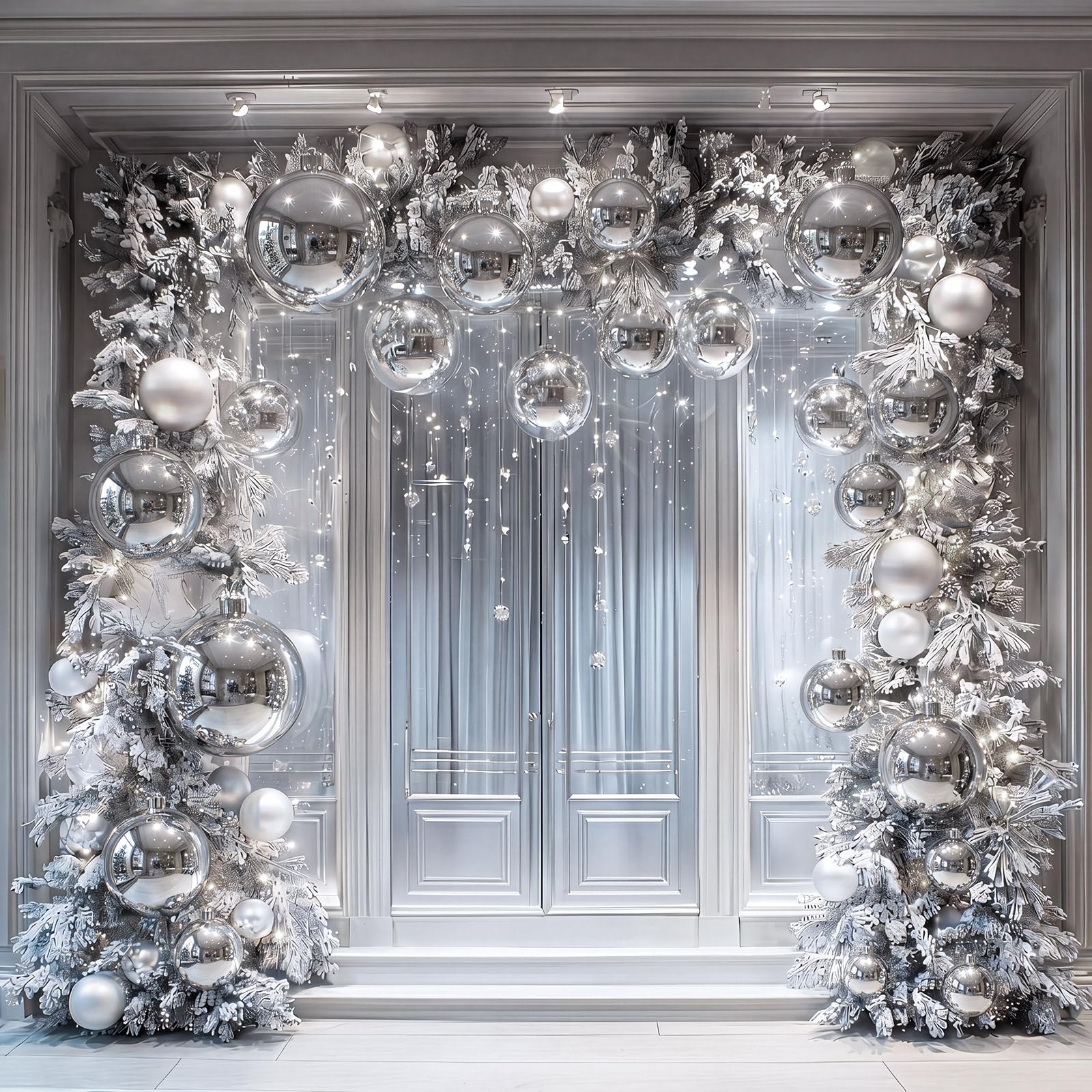 Threan Grande boule de Noël géante en plastique brillant incassable et anti-UV à suspendre pour sapin de Noël, extérieur et intérieur, 15,2 cm, argenté