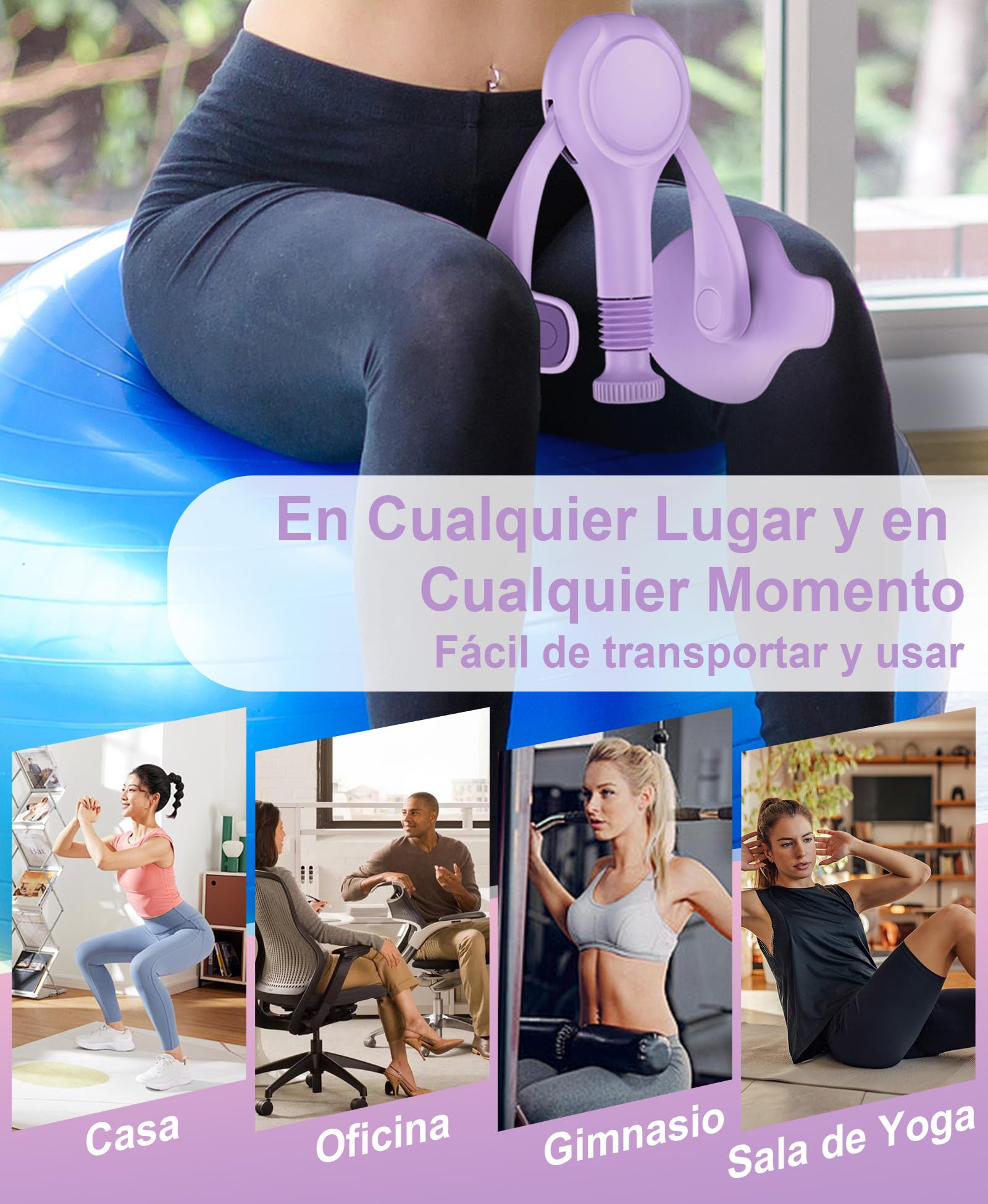 Ejercitador de Muslos y Suelo Pélvico para Mujeres Máquina de Ejercicio Interno de Piernas con Banda de Resistencia Kegel Trainer Tonificador de Glúteos y Musculatura Abdominal para Casa