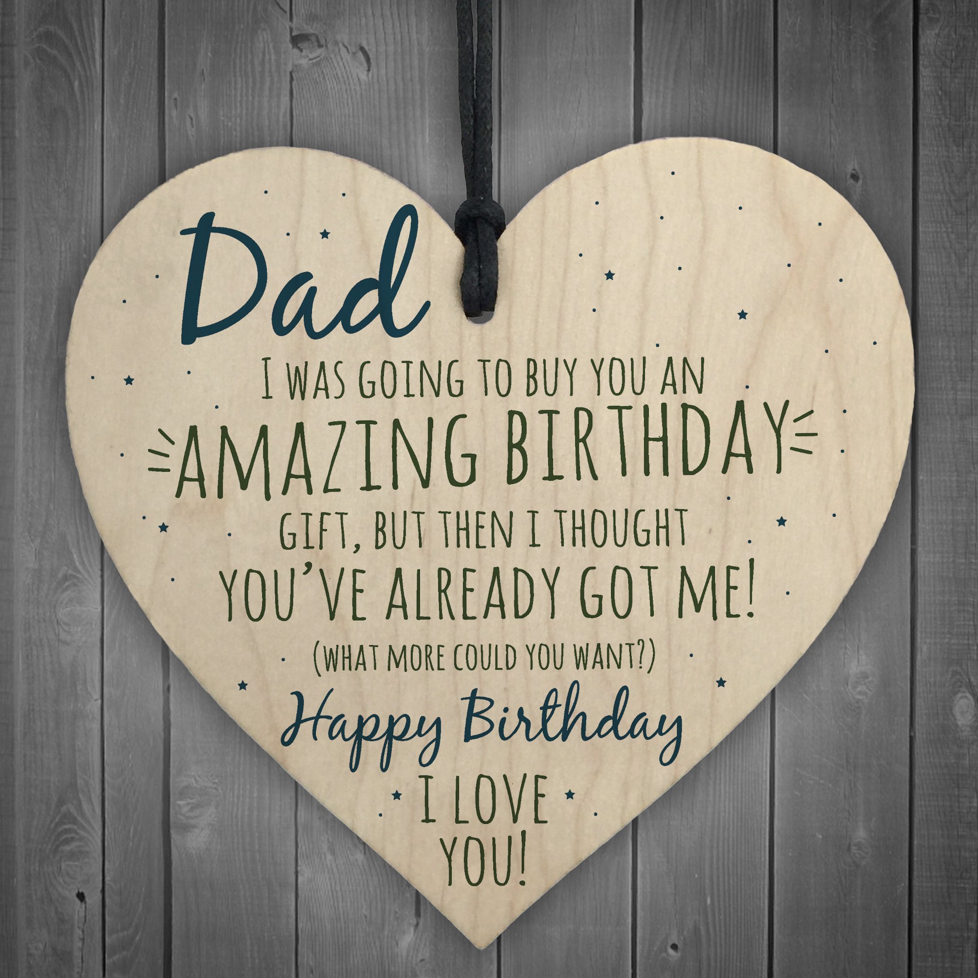 Red Ocean Amazing Happy Birthday Wooden Heart Dad Daddy Father Funny Card Baby Son Daughter Love Gift