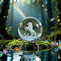 Vista 13 de HDCRYSTALGIFTS - Bola de cristal de diente de león de 60 mm con soporte, pisapapeles decorativo, grabado láser 3D, esfera completa de planta