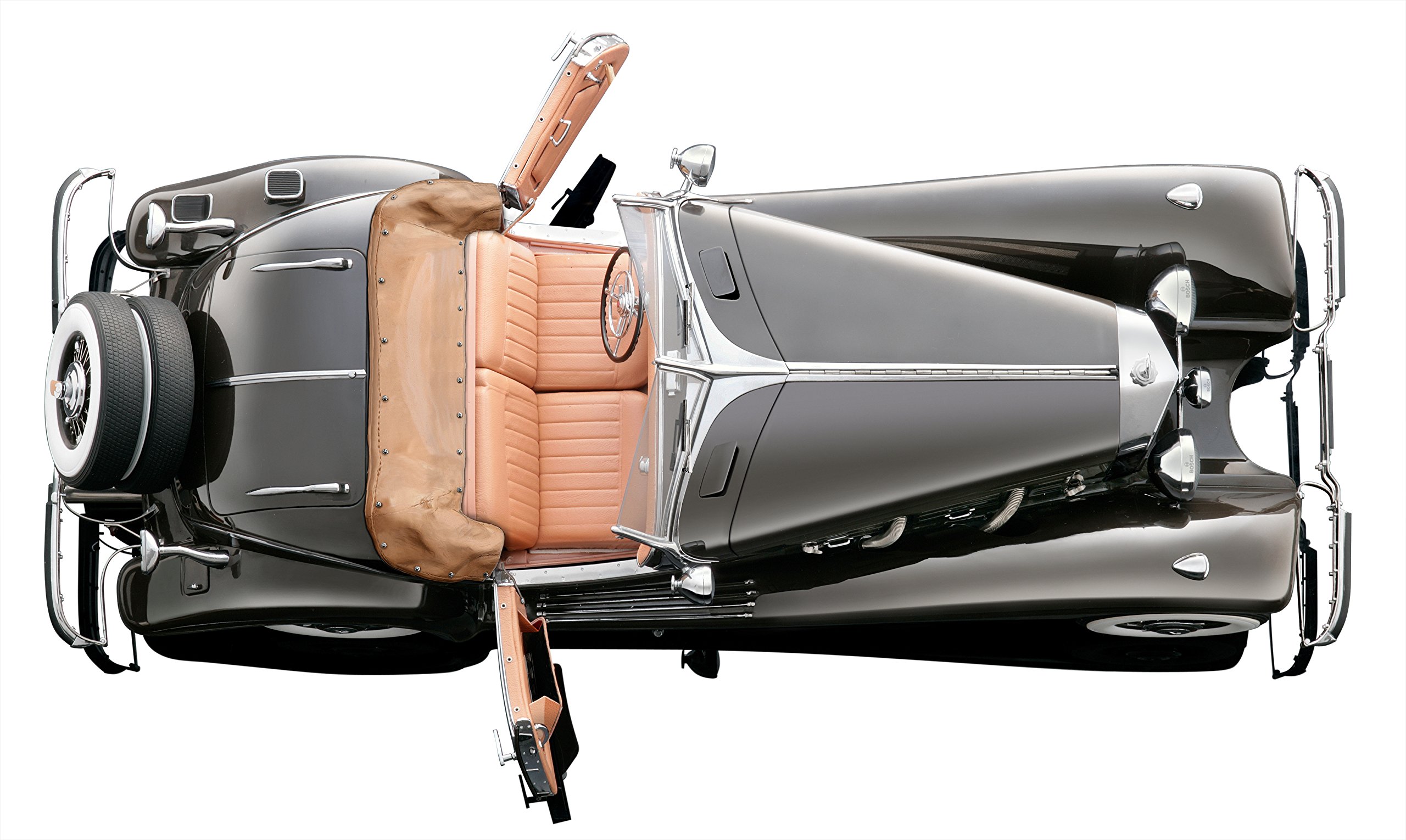 Bauer Exclusive Mercedes-Benz 500 K Spezial Roadster 1934: Originalgetreues, limitiertes Modellauto 1:12, Türen und Motorhaube beweglich, dunkelbraun (S018H)