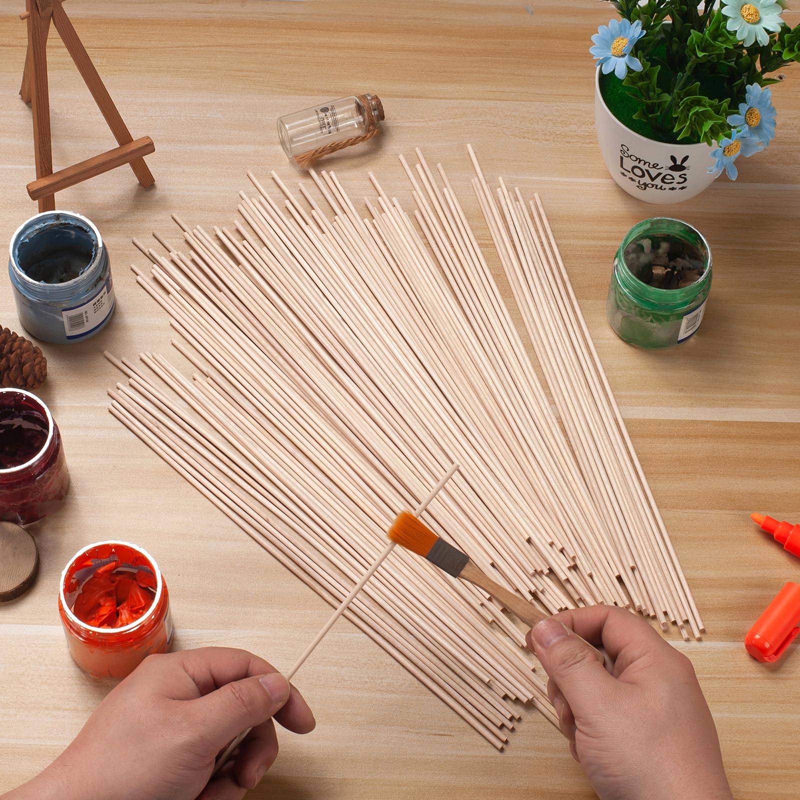 Wooden Dowels Wood Sticks for Crafts 100 PCS 3 mm x 30 cm Wooden Poles Wood Dowel Rods for Crafting Macrame - Image 3