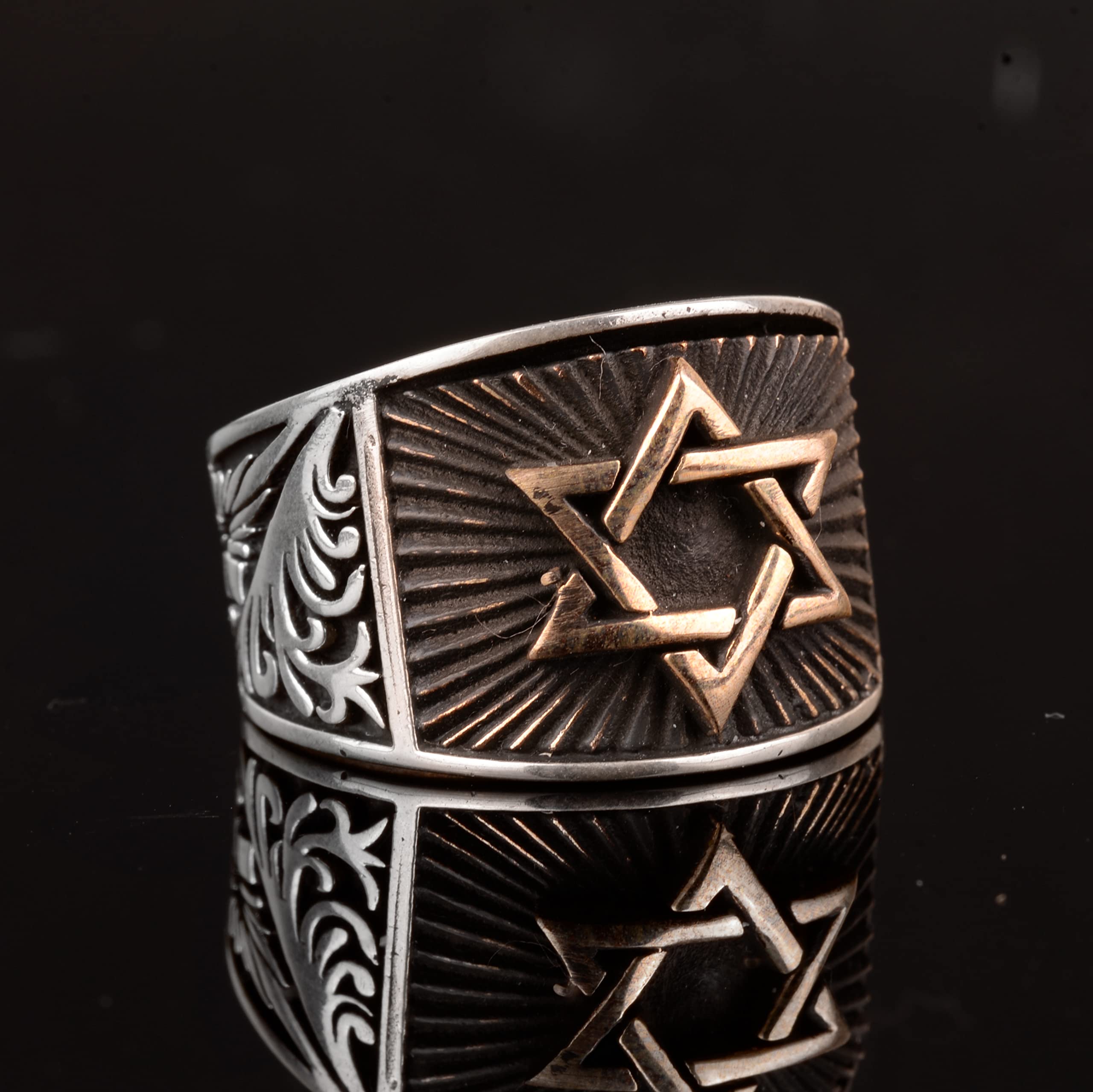 Plata de Ley Anillo De Los Hombres Hecho a mano, anillo de sello de Salomón, envío expreso