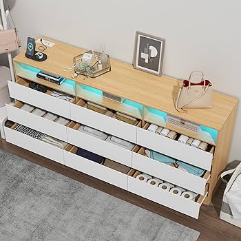 【ARI9/1】draw drawers ネイビー キャミソール　セット Amazon.com: Auromie 9 Drawers Dresser, Double Modern Chest