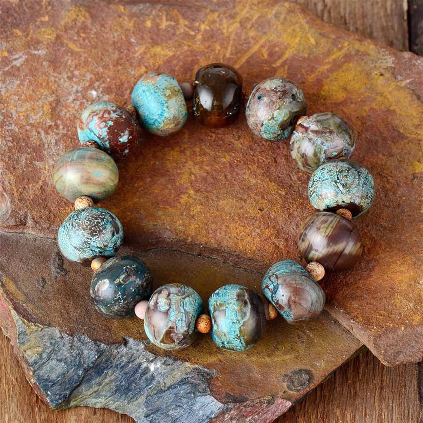 Bracciale Braccialetto in Rilievo Pietra Naturale Donne Stretchy Braccialetti Yoga Braccialetti Elastici Bracciali