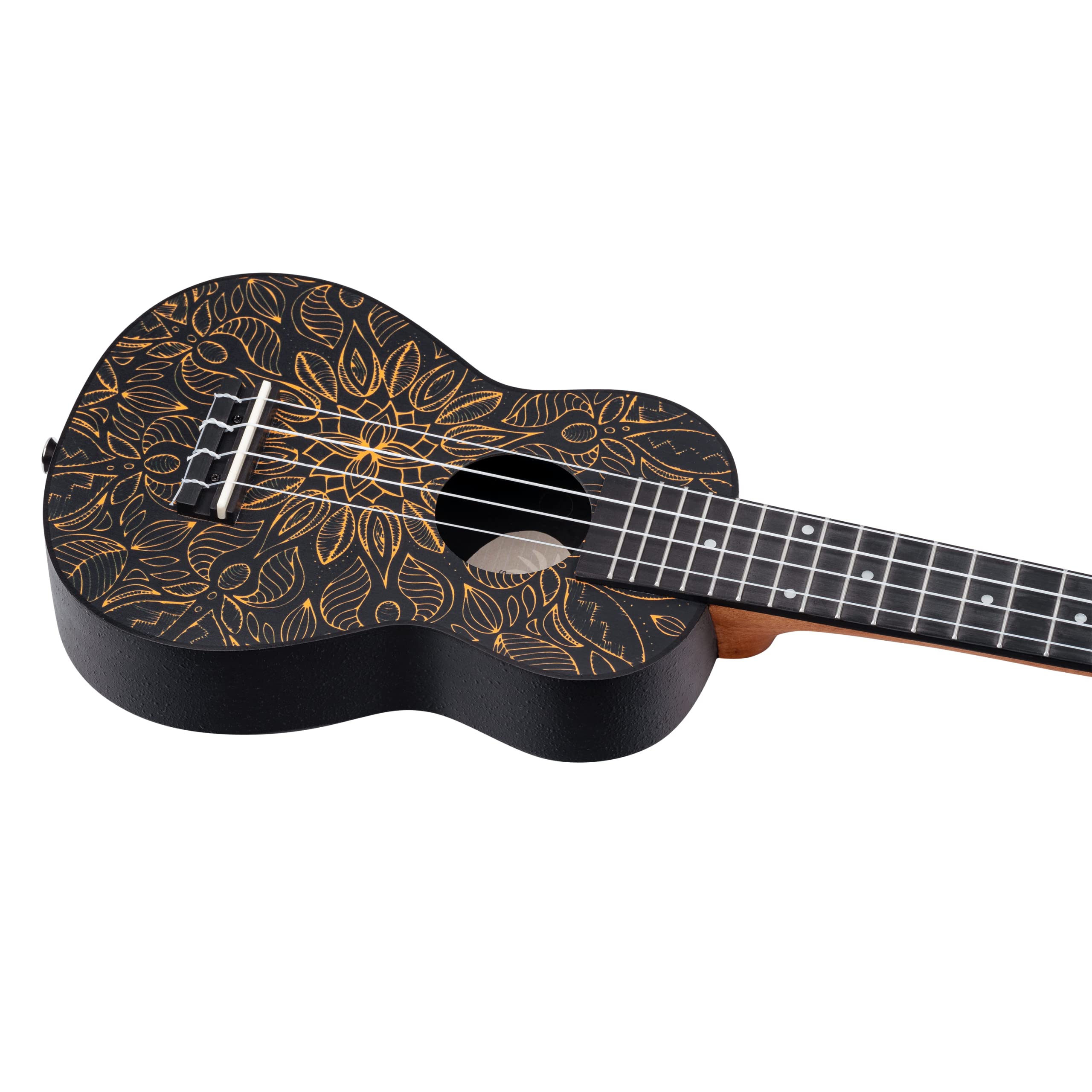 Ortega Guitars Ukulélé Soprano Super Scale Acoustique – Série Keiki K2 – Accessoires Inclus – Agathis / ABS, Kaléidoscope Orange (K2SS-OKC)
