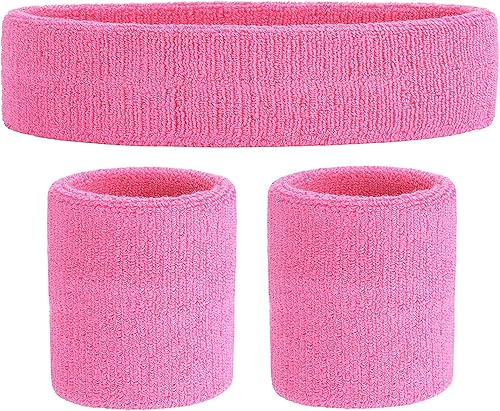 Juego de Bandas Deportivas ONUPGO para la Cabeza y Muñequeras de Tela de Rizo - Bandas Deportivas para la Cabeza y Muñequeras de Algodón - Bandas