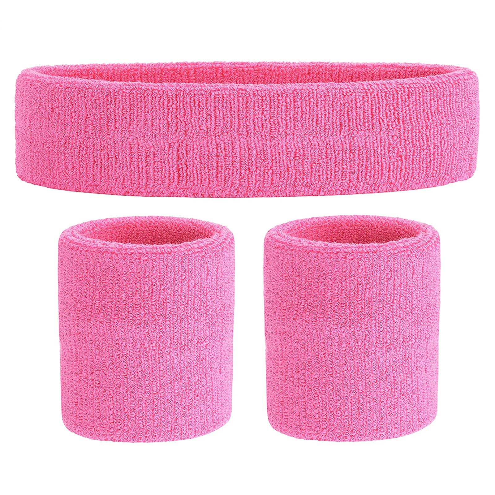 ONUPGO Sweatband Set Sports Headband Wristband Set Sweatbands Terry Cloth Wristband Wrist Sweatband Headbands Moisture Wicking Sweat Absorbing Head Band