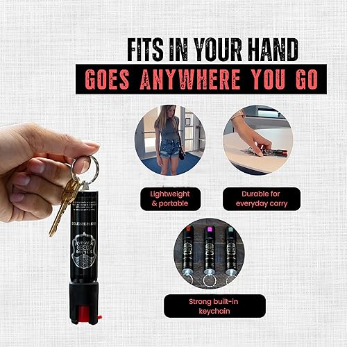 Miniatura 10 de Police Magnum Herramienta de seguridad compacta de defensa personal en aerosol de pimienta, soporte fuerte integrado para llavero, pequeño