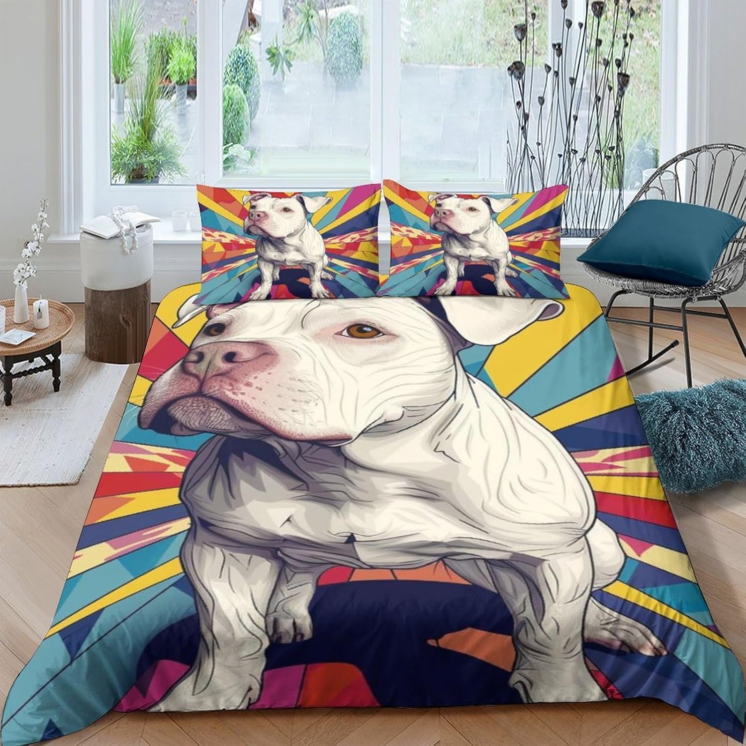 Housse de couette 3D chien 155x220 cm idéale pour une chambre d'enfant ou d'adulte cosy