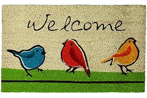 Birdsong Harmony on Natural Coir Welcome Mat for Front Door
