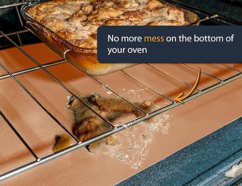 Miniatura 2 de Revestimientos para horno para la parte inferior del horno, paquete de 2 alfombrillas grandes y resistentes, 17 x 25 pulgadas, antiadherentes,