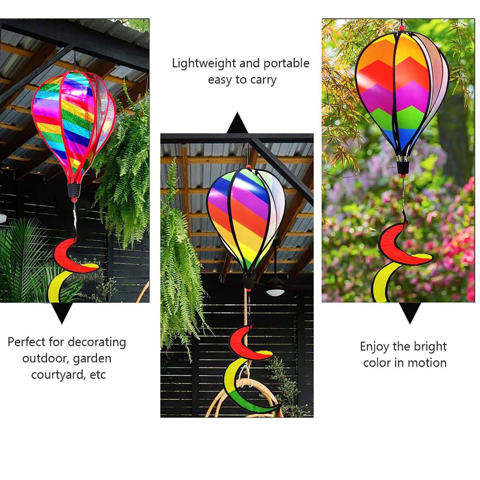 Rainbow Air - Lot de 3 Ballons à Vent - Décoration d'extérieur - pour clôtures de Jardin, Mariages, Vacances