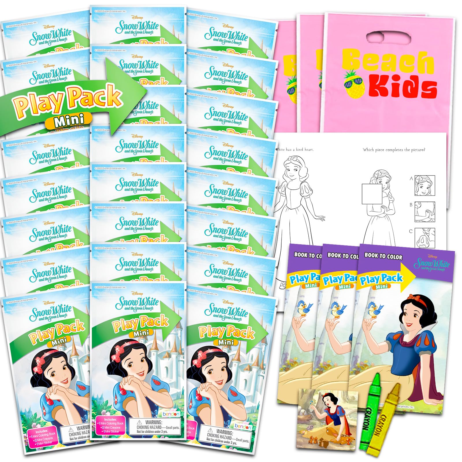 Disney Snow White Birthday Party Favors - 24 Mini Play Packs & Coloring Books for Goodie Bags