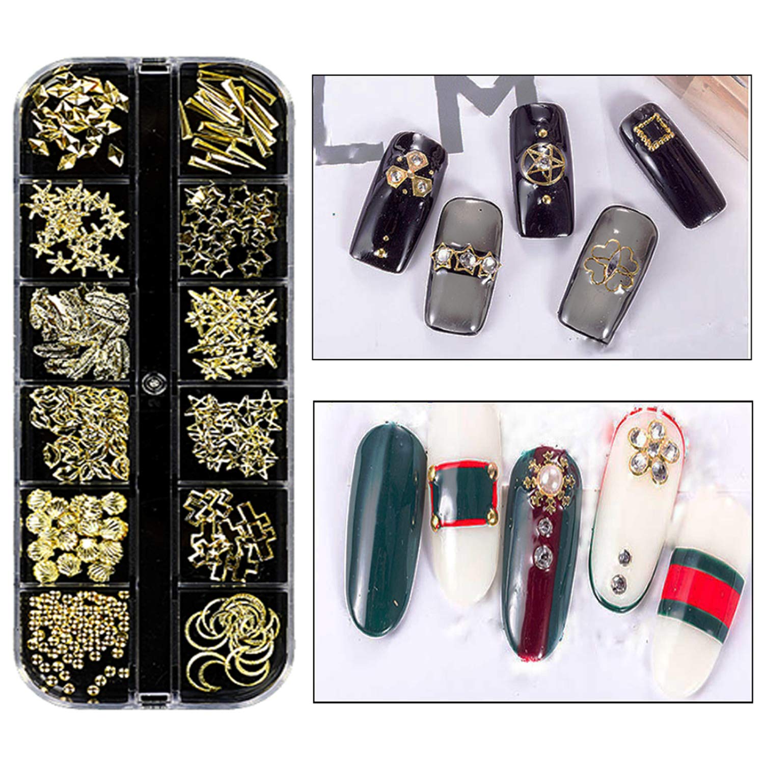 Kit de Strass pour Ongles - 8 Boîtes d'Art d'Ongle, Décorations 3D, Cristaux, Diamants, Paillettes avec Pince à Épiler et Picker