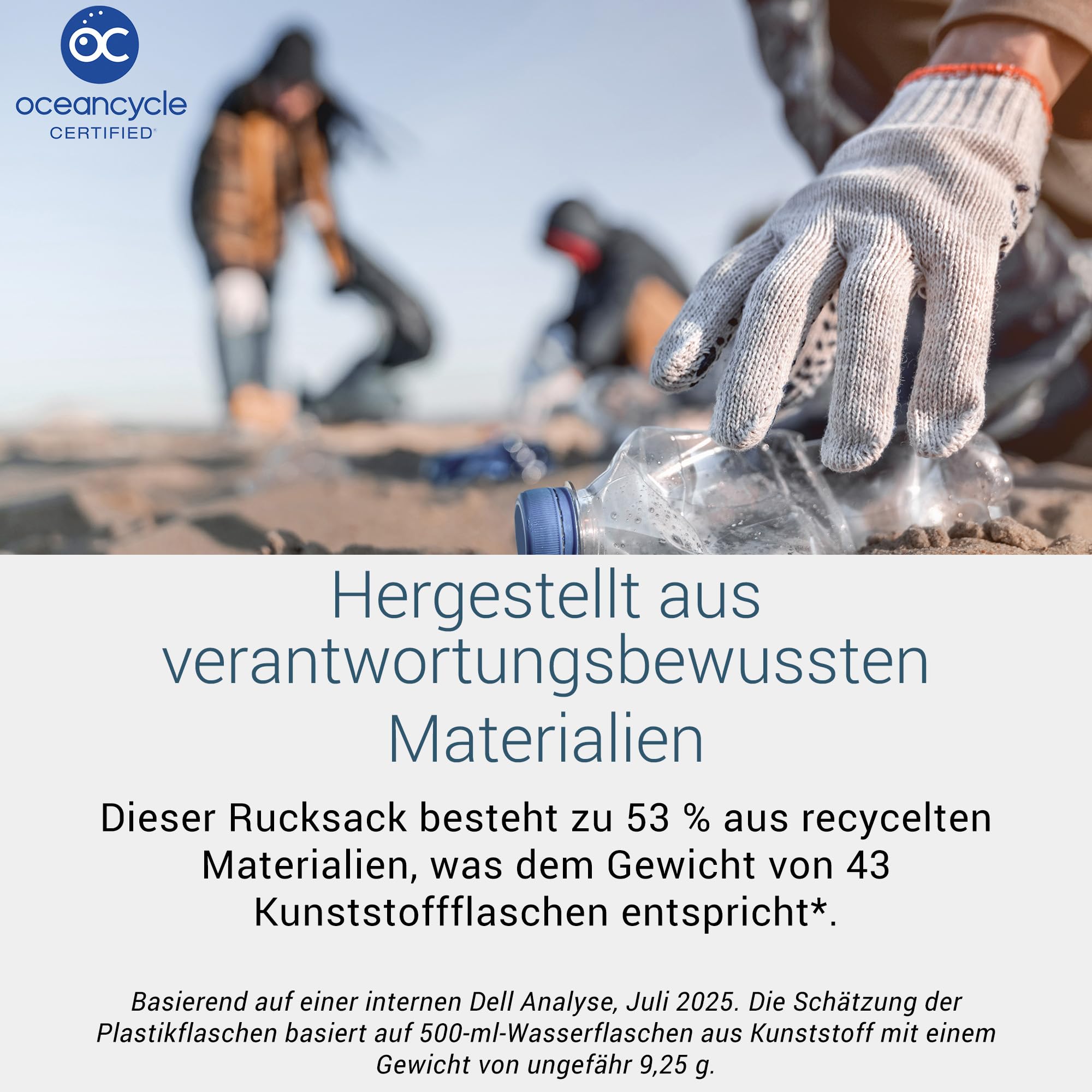Dell CP5626 EcoLoop Backpack, 23L, 53% Recycled Material, Schwarz | Gepolsterte Schulterriemen, wasserfeste Reißverschlüsse, PU-beschichtete Unterseite, Laptopfach für 14-16-Zoll, 762 g