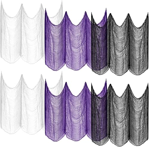 Miniatura 14 de ZeeDix Tela espeluznante negra de Halloween de 85 x 600 pulgadas, tela de gasa espeluznante para decoración del hogar, suministros de fiesta