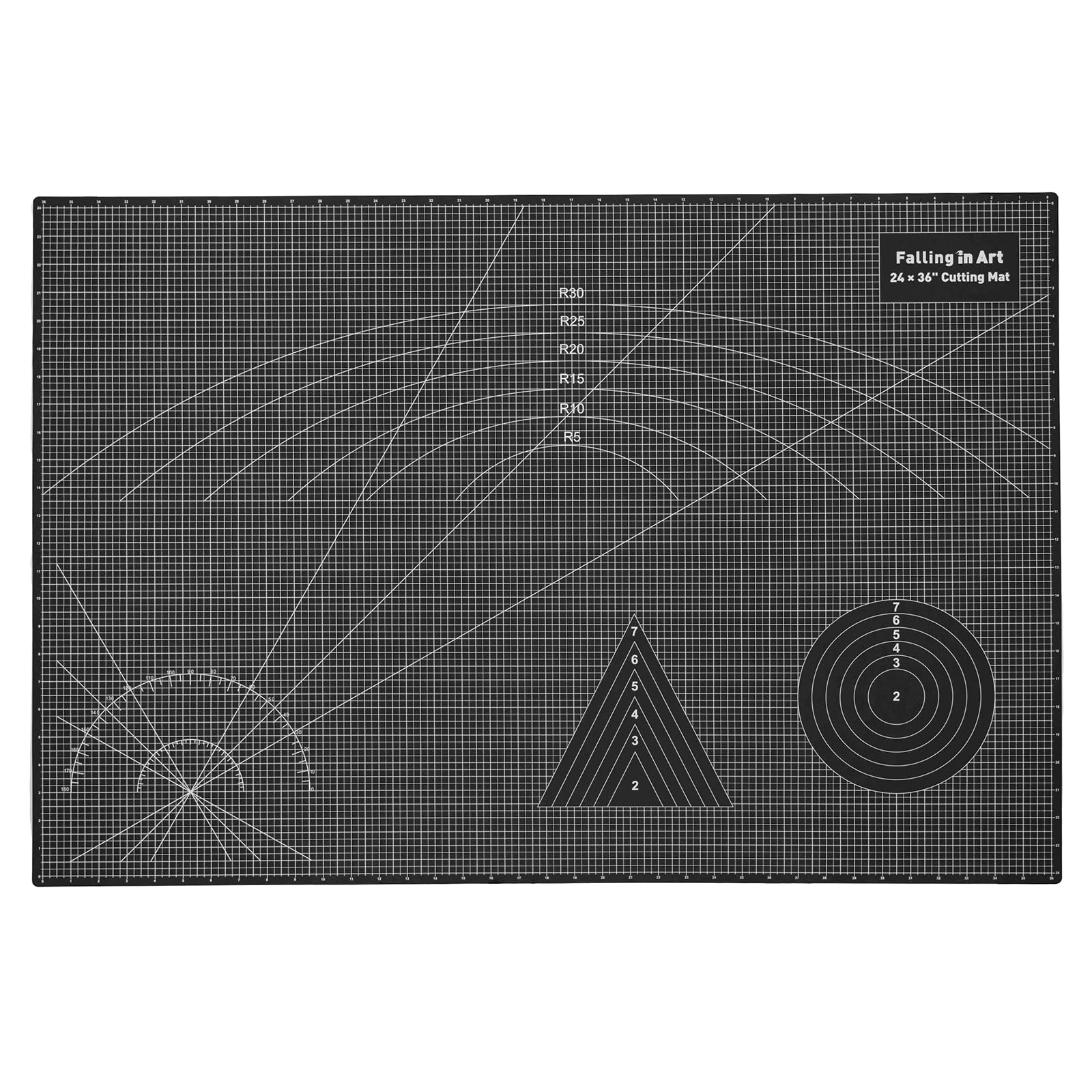 COOZEE A1 Selbstheilende Schneidematte, 61 x 91 cm, Schneidematten zum Nähen, doppelseitiges 5-lagiges Stoffschneidebrett zum Basteln, Quilten und Nähprojekte, Schwarz