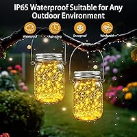 Vista 6 de ZNYCYE Luces solares en tarro de masón para exteriores, paquete de 12 30 luces LED de luciérnaga, tapas solares para tarros de masón, tiras de luces