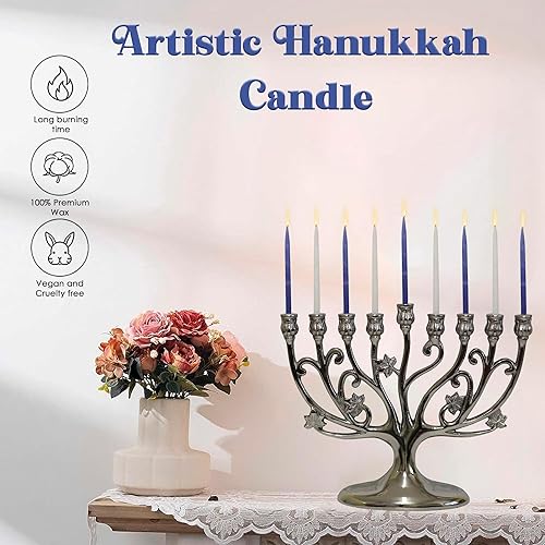 Miniatura 5 de Majestic Giftware CP-BLWT - Velas de Hanukkah - 45 velas de Janucá hechas a mano sin goteo de 5 pulgadas para las 8 noches de Hanukkah Cera