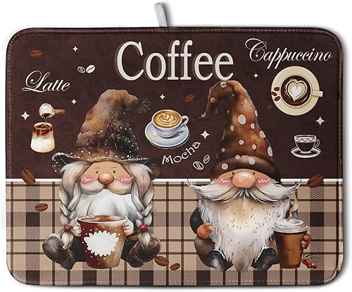 Vista 337 de Tapete de secado de platos con hojas de palma tropicales para encimera de cocina, 18 x 24 pulgadas, tapete de secado de cocina Monstera verde