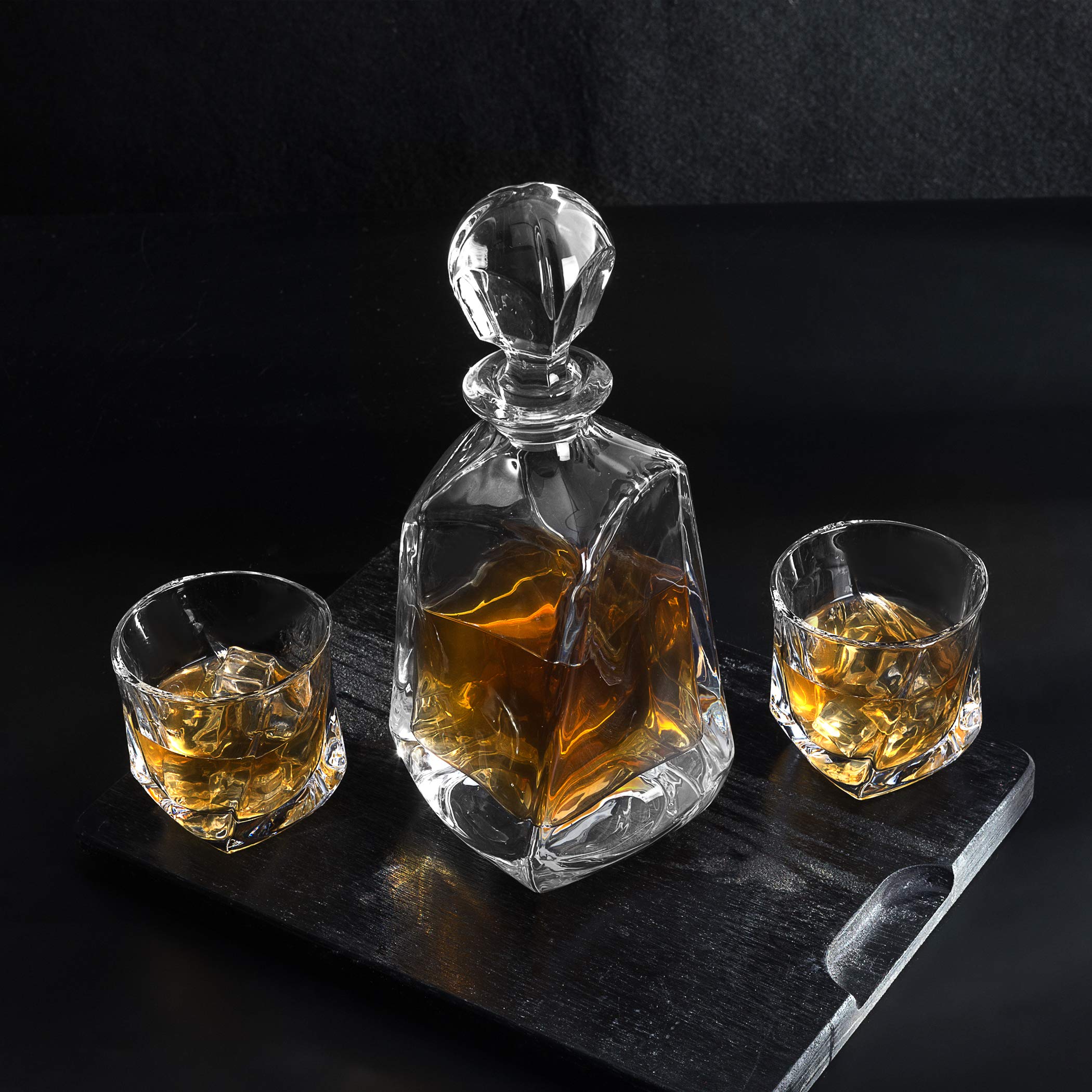 KANARS 5-Teiliges Whisky Gläsern und Karaffe Set, 650 ml Whisky Dekanter mit 4x 210 ml Gläser, Bleifrei Kristallgläser, Schöne Geschenk Box, Hochwertig