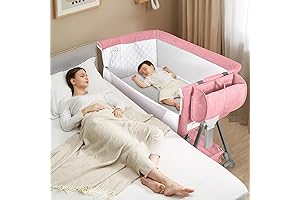Baby Bassinet for Girls - Bedside Sleeper with Height Adjustment and Wheels