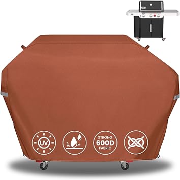 63 Inch Grill Cover for Weber Genesis/Genesis II 300 Series | 600D Heavy Duty Waterproof Fade Resistant BBQ Grill Cover for New 2022 Genesis 300 Grill,Compared to Weber 7757,Brown