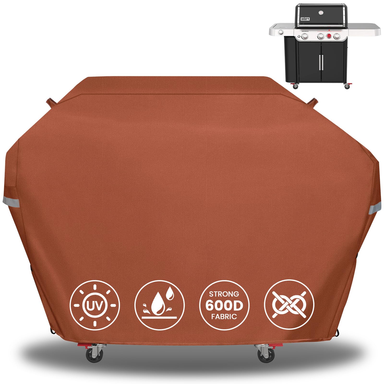 63 Inch Grill Cover for Weber Genesis 300 Series and New 2022 Genesis 300 Grills, Heavy Duty Waterproof Fade Resistant Outdoor BBQ Grill Cover with