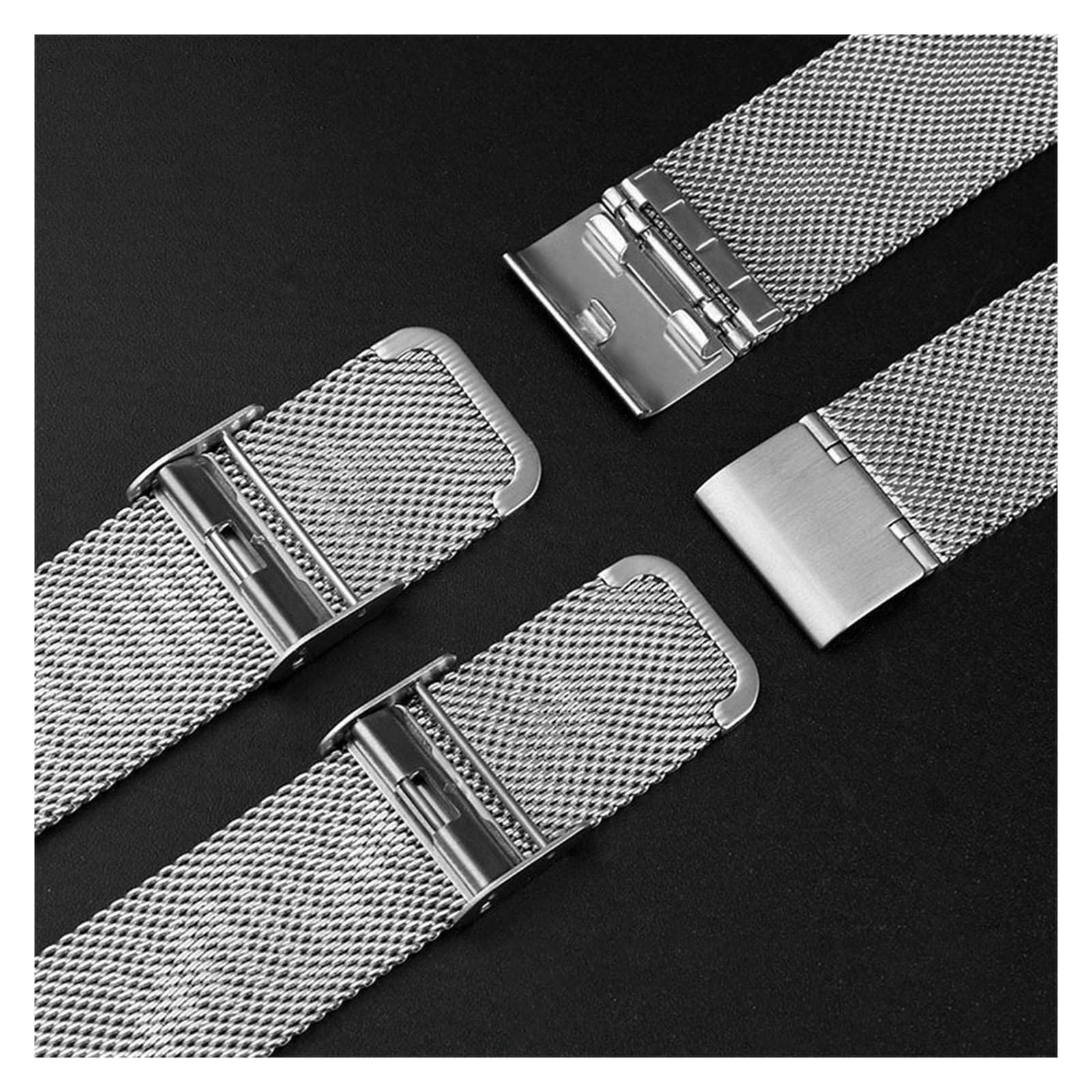 HHRLCHX Bracelet milanais 12MM 17 19MM Compatible avec Le Bracelet en métal Swatch chaîne de Montre Convexe concave YVS401G YVS405G Bracelet de Montre en Acier pour Hommes et Femmes