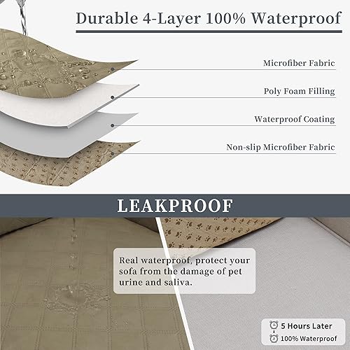 Miniatura 4 de Easy-Going - Fundas impermeables para sofá seccional con chaise, 2 piezas, antideslizantes, forma de "L", para perros, protector de muebles a prueba
