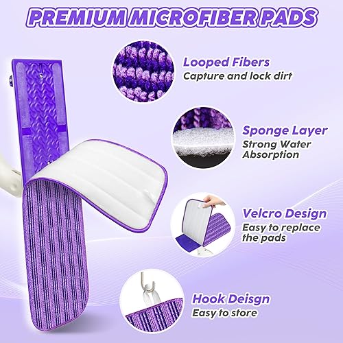 Miniatura 2 de Almohadillas reutilizables para trapeador compatibles con Swiffer PowerMop, almohadillas de repuesto de mopa de microfibra, repuestos lavables para