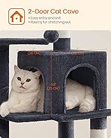 Vista 7 de Feandrea - Árbol para gatos de varios niveles para interiores, torre para gatos tipo condominio con 4 postes para rascar, 2 posaderos, hamaca y Gris