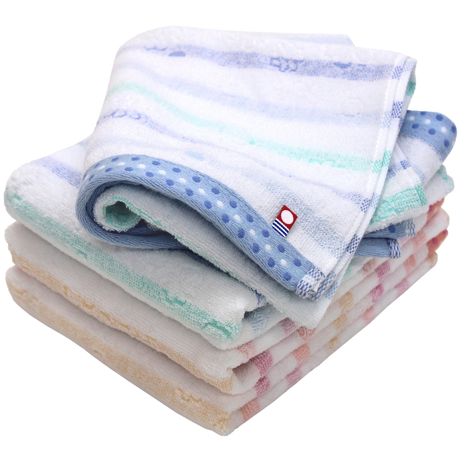 Hiorie Imabari Face Towel Set of 4 Border Jacquard Floral Cotton Japan