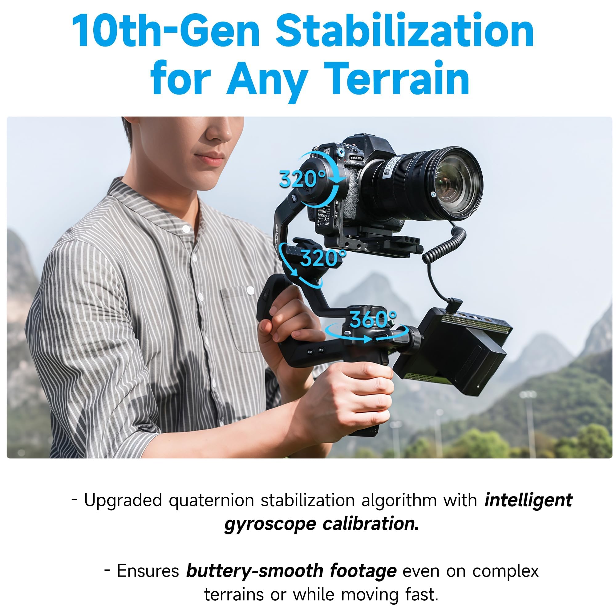 FeiyuTech SCORP-C2 Stabilizzatore Gimbal per Fotocamere DSLR e Mirrorless, Tracciamento AI Integrato, Ripresa Verticale Nativa,Carico Utile di 3,5kg/7,72 libbre per Canon/Sony/Panasonic/Nikon/Fujifilm