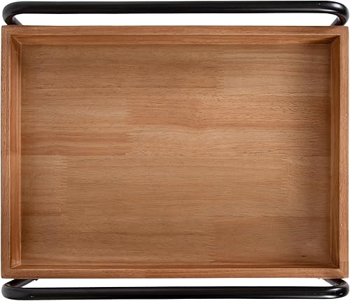 Miniatura 7 de Kate and Laurel Nicco - Mesa auxiliar moderna de transición de 2 niveles; 16 x 13 x 26; madera natural y negro; mesa auxiliar rectangular escalonada