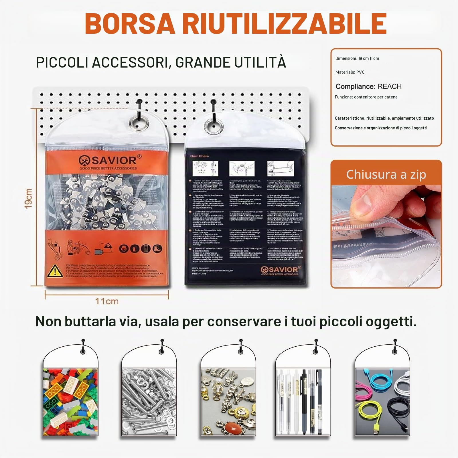 Savior 4x Catene per Motosega .300"LP da 28 Maglie di Trasmissione, 1.1mm, Adatte a Barre da 12 cm, Compatibili con WORX WG324E WG324E.9 WG325E, Einhell GE-PS 18/15 Li BL, Parkside PAGHS 20-Li B2