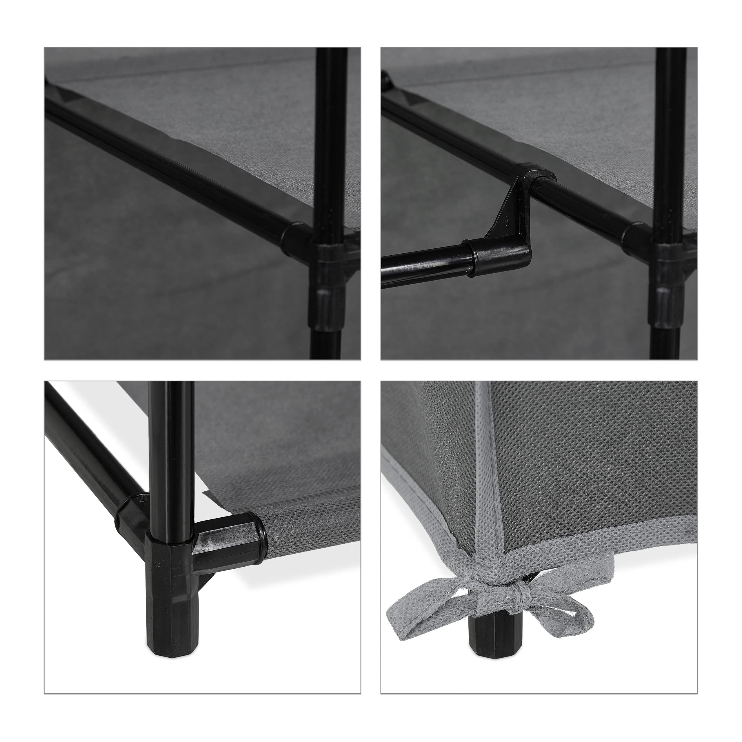 Relaxdays Armario Tela con 2 Barras y 6 Baldas, 172 x 90 x 45 cm, Robusto, Clóset Plegable con Funda, Color Antracita