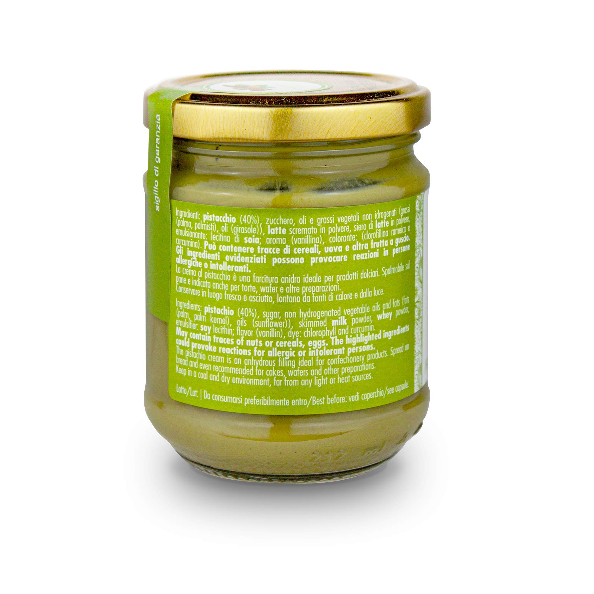 Süße Pistaziencreme | 40 % Pistazien | 5 x 190 g | Brontedolci | Italien
