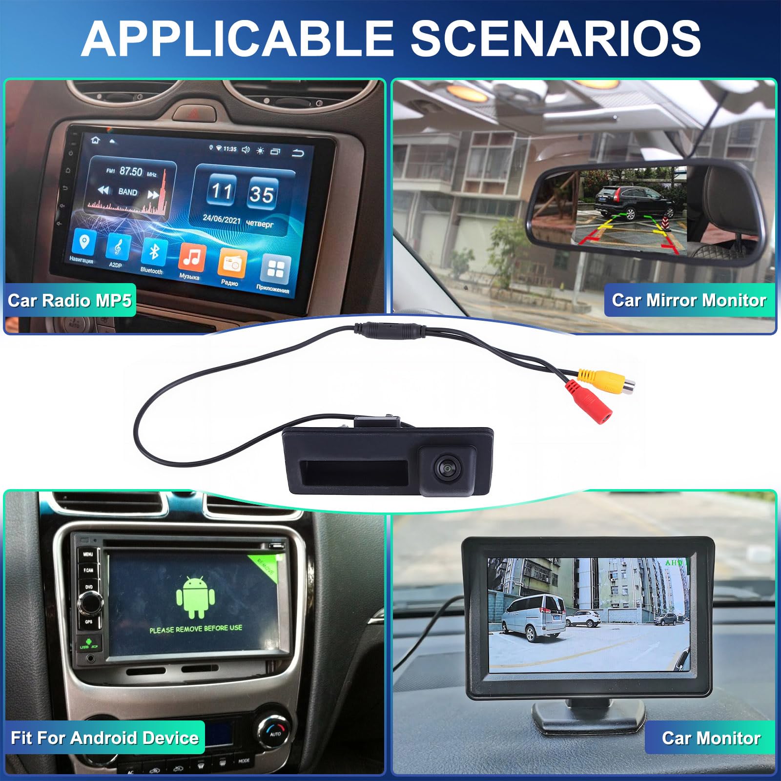 5K0980551 5N0827566A 5N0827566J kamera cofania do VW Golf Passat Sharan Tiguan|kompatybilna z RNS/RCD, design z przyciskiem, widoczność w nocy HD, magistrala CAN-Bus bez błędów, Plug & Play