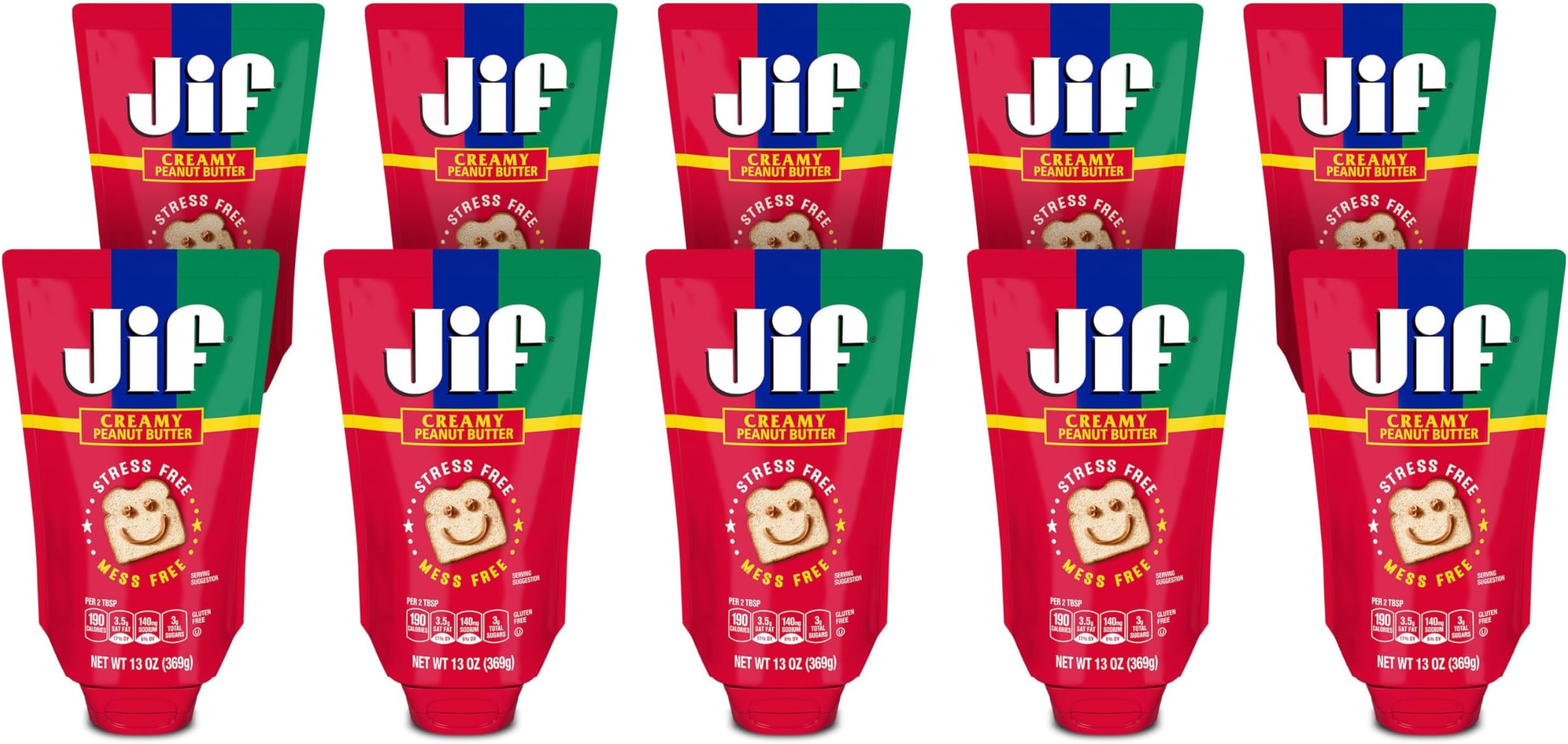 Creamy Peanut Butter, 13 oz Squeeze Pouch, 10 Count Case
