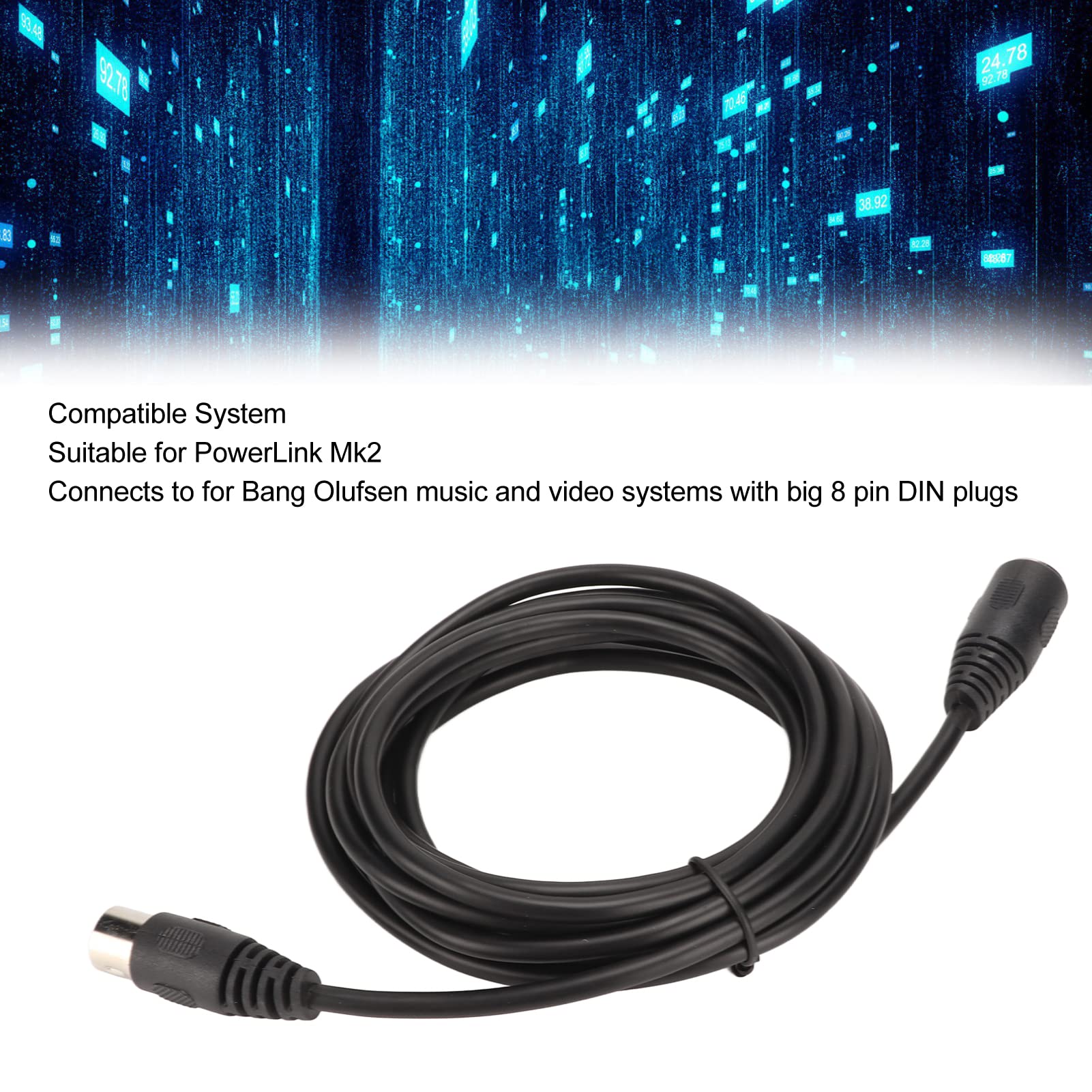 Duży Kabel Adaptera DIN, 8-pinowy Adapter DIN Męski na żeński Kabel Głośnikowy Audio, Przedłużacz Audio Głośnika 9,8 Stopy do PowerLink Mk2, do do Beolab